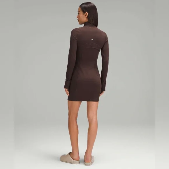 Lululemon•Define Long-Sleeve Dress *Luon Zip Front Contour•BNWT•Brown Sz 4 - Picture 4 of 9